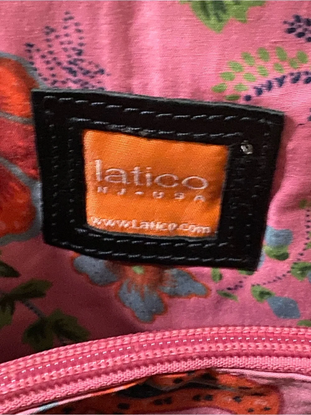 Latico Leather Green Tote Bag Zip Top Shoulder Bag Floral Lining